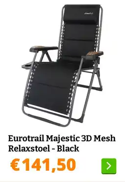 Obelink Eurotrail Majestic 3D Mesh Relaxstoel - Black aanbieding