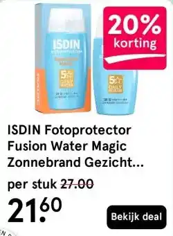Etos ISDIN Fotoprotector Fusion Water Magic Zonnebrand Gezicht SPF50 50 ML aanbieding