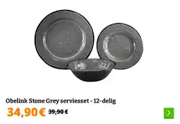 Obelink Obelink Stone Grey serviesset - 12-delig aanbieding