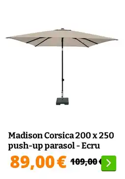 Obelink Madison Corsica 200 x 250 push-up parasol - Ecru aanbieding