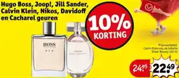 Kruidvat Hugo Boss, Joop!, Jill Sander, Calvin Klein, Nikos, Davidoff en Cacharel geuren aanbieding