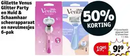 Kruidvat Gillette Venus Glitter Party en Huid & Schaamhaar scheerapparaat en navulmesjes aanbieding
