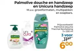 Trekpleister Palmolive douche en handzeep en Unicura handzeep aanbieding