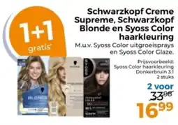 Trekpleister Schwarzkopf Creme Supreme, Schwarzkopf Blonde en Syoss Color haarkleuring aanbieding