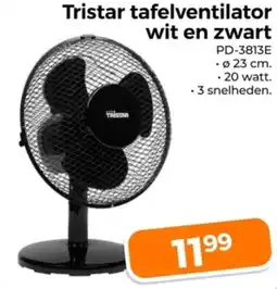 Trekpleister Tristar tafelventilator wit en zwart PD-3813E aanbieding