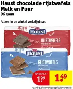 Kruidvat Haust chocolade rijstwafels Melk en Puur aanbieding