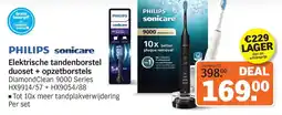Albert Heijn PHILIPS sonicare Elektrische tandenborstel duoset + opzetborstels aanbieding