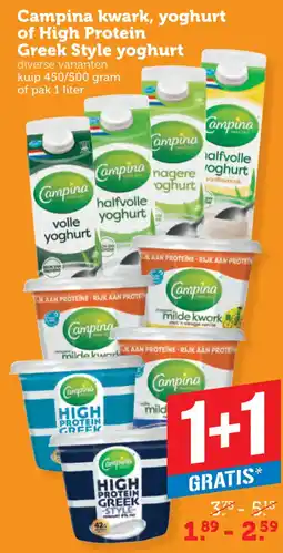 Coop Campina kwark, yoghurt of high protein greek style yoghurt aanbieding