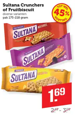 Coop Sultana crunchers of fruitbiscuit aanbieding