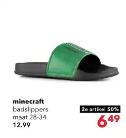 Scapino Minecraft kinder badslippers zwart groen aanbieding
