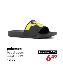 Scapino Pokémon kinder badslippers zwart geel aanbieding
