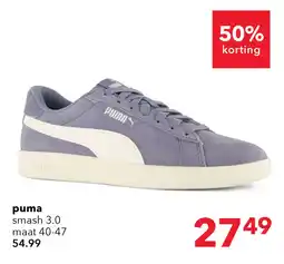Scapino Puma Smash suede heren sneakers grijs blauw aanbieding