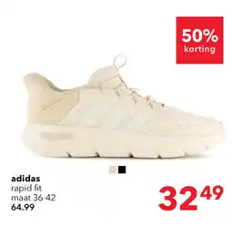 Scapino Adidas Rapidfit Wide Fit dames sneakers beige wit aanbieding
