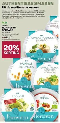 Ekoplaza Florentin hummus of spreads aanbieding