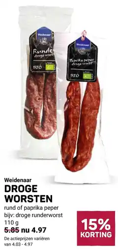 Ekoplaza Weidenaar droge worsten aanbieding