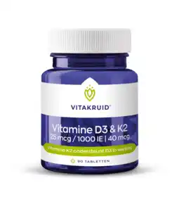 De Online Drogist Vitakruid Vitamine D3 & K2 25mcg/1000IE/40mcg Tabletten aanbieding