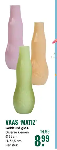 GroenRijk Vaas 'matiz' Gekleurd glas. aanbieding