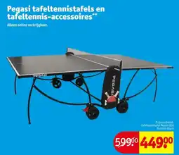 Kruidvat Pegasi tafeltennistafels en tafeltennis accessoires aanbieding