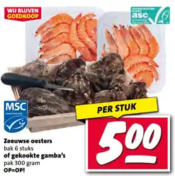 Nettorama Zeeuwse oesters of gekookte gamba's aanbieding