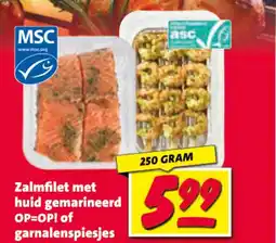 Nettorama Zalmfilet met huid gemarineerd garnalenspietjes aanbieding