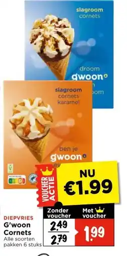 Vomar Voordeelmarkt DIEPVRIES G'woon Cornets aanbieding