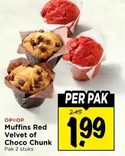 Vomar Voordeelmarkt Muffins Red Velvet of Choco Chunk aanbieding