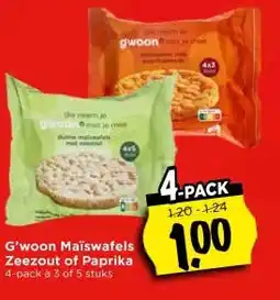 Vomar Voordeelmarkt G'woon Maïswafels Zeezout of Paprika aanbieding