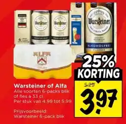 Vomar Voordeelmarkt Warsteiner of Alfa aanbieding