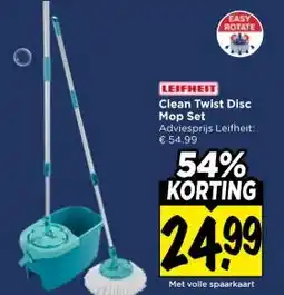 Vomar Voordeelmarkt LEIFHEIT Clean Twist Disc Mop Set aanbieding