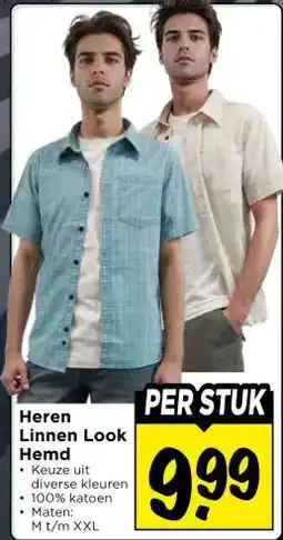 Vomar Voordeelmarkt Heren Linnen Look Hemd aanbieding