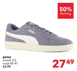 Scapino Puma Smash suede heren sneakers grijs blauw aanbieding