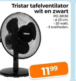 Trekpleister Tristar tafelventilator wit en zwart aanbieding