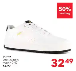 Scapino Puma Court Classic heren sneakers wit zwart aanbieding