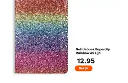 The Read Shop Notitieboek Paperclip Rainbow A5 Lijn aanbieding