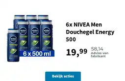 Plein.nl 6x NIVEA Men Douchegel Energy 500 aanbieding