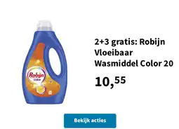 Plein.nl 2+3 gratis: Robijn Vloeibaar Wasmiddel Color 20 aanbieding