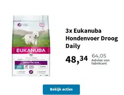 Plein.nl 3x Eukanuba Hondenvoer Droog Daily aanbieding