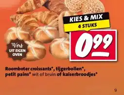 Nettorama Roomboter croissants*, tijgerbollen*, petit pains* of kaiserbroodjes* aanbieding