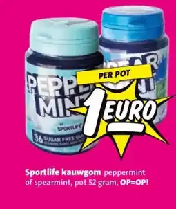 Nettorama Sportlife kauwgom peppermint of spearmint, pot aanbieding