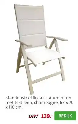 Intratuin Standenstoel Rosalie. Aluminium met textileen, champagne, 63 x 70 x 110 cm. aanbieding