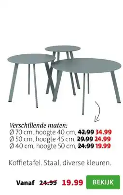 Intratuin Koffietafel. Staal, diverse kleuren. aanbieding