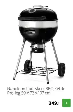 Intratuin Napoleon houtskool BBQ Kettle Pro-leg 59 x 72 x 107 cm aanbieding