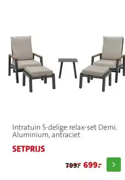 Intratuin Intratuin 5-delige relax-set Demi. Aluminium, antraciet aanbieding