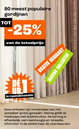 Kwantum 80 meest populaire gordijnen tot -25% van de totaalprijs aanbieding