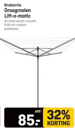 Hubo Brabantia Droogmolen Lift-o-matic aanbieding
