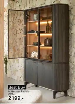 Henders & Hazel Ravello, buffet 150 cm - 2-deuren + 2-glasdeuren (+ LED) - Basalt aanbieding