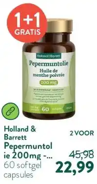 Holland & Barrett Pepermuntolie 200mg - 60 softgels aanbieding