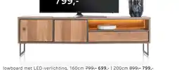 Henders & Hazel Trapani, lowboard 200 cm - 2-deuren + 1-lade + 1-niche (+ LED) aanbieding