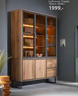 Henders & Hazel Trapani, buffet 160 cm - 3-glasdeuren + 2-deuren + 2-laden (+ LED) aanbieding