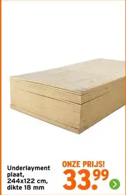 GAMMA Underlayment plaat, 244x122 cm, dikte 18 mm aanbieding